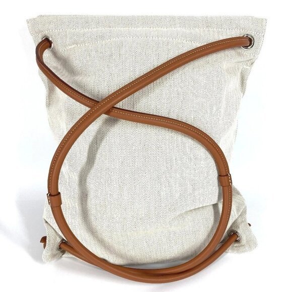 HERMES logo Sac Aline MM Backpack ToileChevron / Barenia Beige/Brown main image 14